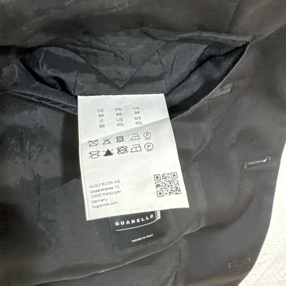 Hugo‎ Boss Guabello 1815 Italy Super 120 Black Sz 40L Men's